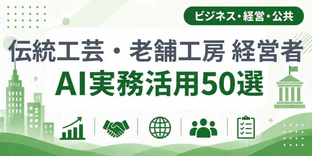 伝統工芸・老舗工房 経営者のAI実務活用50選｜業種別AI導入実践ガイド
